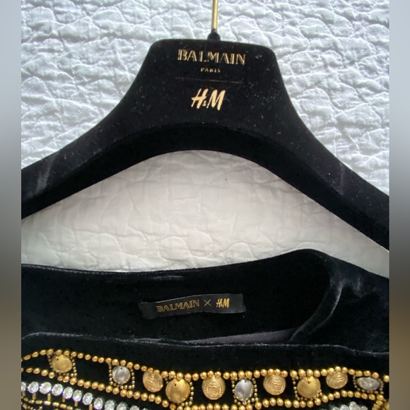 BALMAIN For H&M Embroidered Gold Top Limited Edition Size 8 - Picture 9 of 12